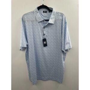 NWT Footjoy Vintage Floral Lisle Polo Shirt Men's XL Ice Water Periwinkle Button